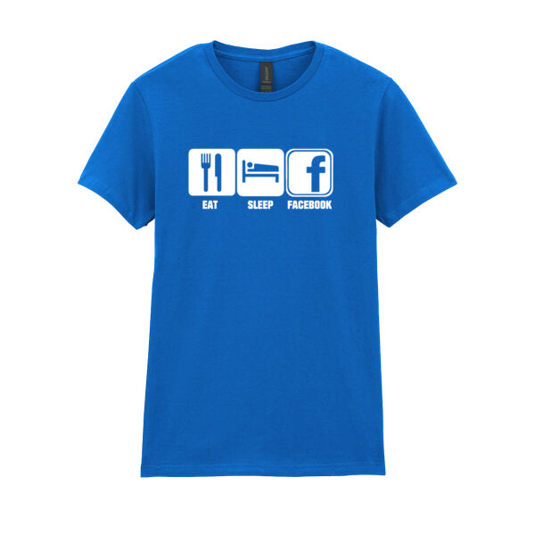 Eat Sleep Facebook  - Softstyle™ women's ringspun t-shirt Thumbnail