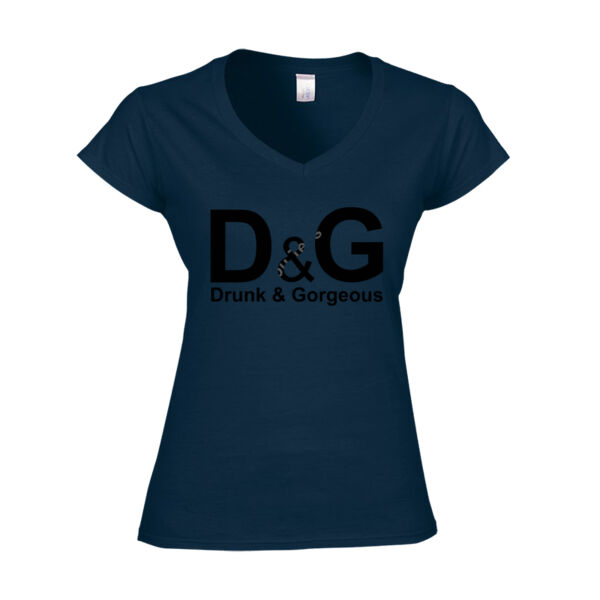 D&G Drunk and Gorgeous in Gold - Softstyle™ women's v-neck t-shirt Thumbnail