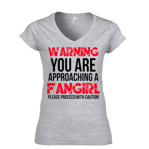 Warning Fangirl - Softstyle™ women's v-neck t-shirt Thumbnail