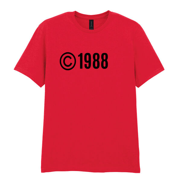 Customisable Copyright Birthdate - Softstyle™ adult ringspun t-shirt Thumbnail