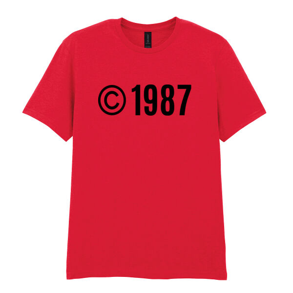 Customisable Copyright Birthdate - Softstyle™ adult ringspun t-shirt Thumbnail
