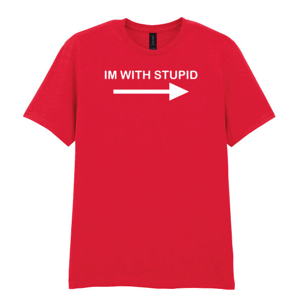 Im With Stupid - Softstyle™ adult ringspun t-shirt Thumbnail